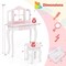 Costway Kids Vanity Table & Stool Set with Cute Polka Dot Print Tri-folding Mirror Drawer Pink&White/Light Pink&White/Pink&Black/Blue/Pink